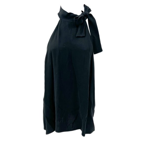 Wilfred Elegant Black Mock Neck Sleeveless Tank Blouse | Tie-Closure Detail - Picture 1 of 6